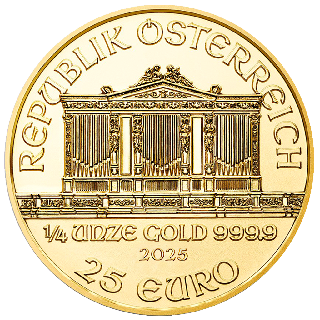 картинка 25 euros Austria Vienna Philharmonic 2025. 1/4 oz gold – площадка coinbay.ae